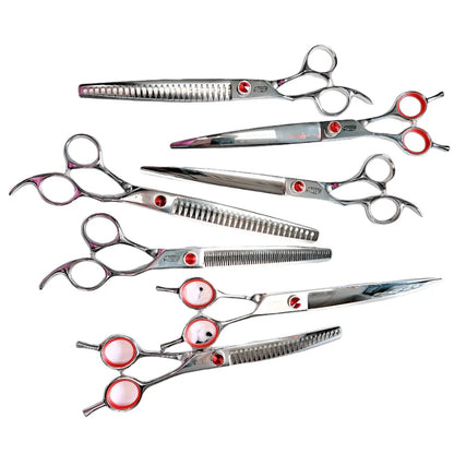 Bonika Big Red Offset SIlver Haircutting Shears