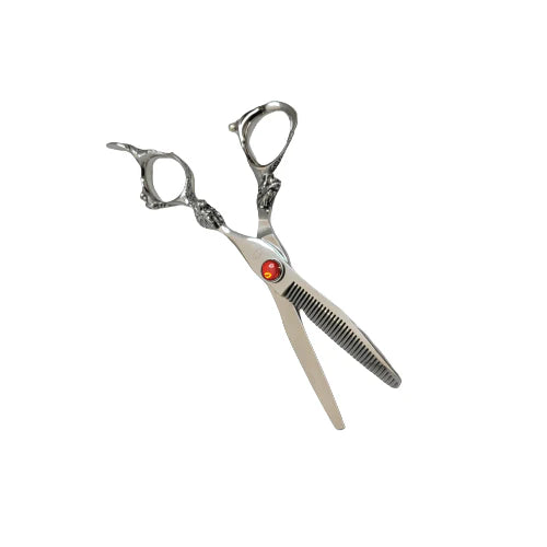 Bonika Dragon ergonomic offset thinning shears with 440C steel for professional texturizing
