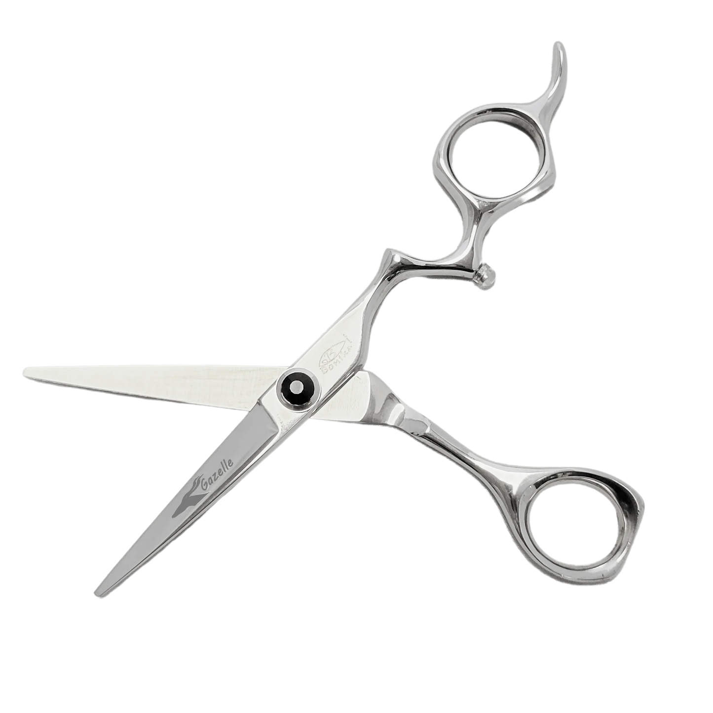 Bonika Gazelle 5.75-inch professional hair shears open view with brand logo and 440C steel blades