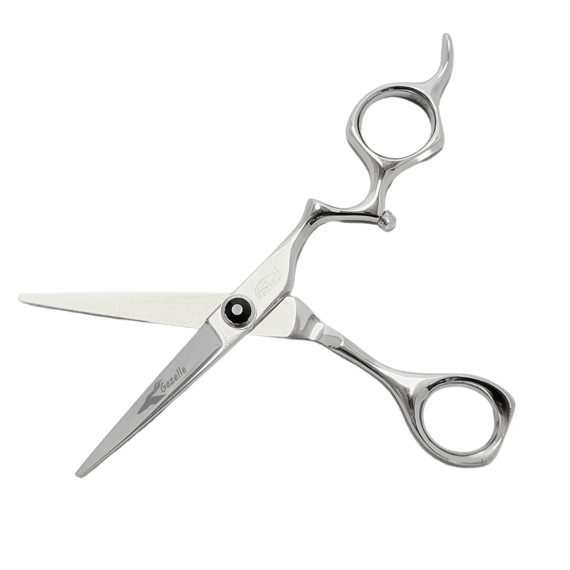 Bonika Gazelle 5.75-inch professional hair shears open view with brand logo and 440C steel blades