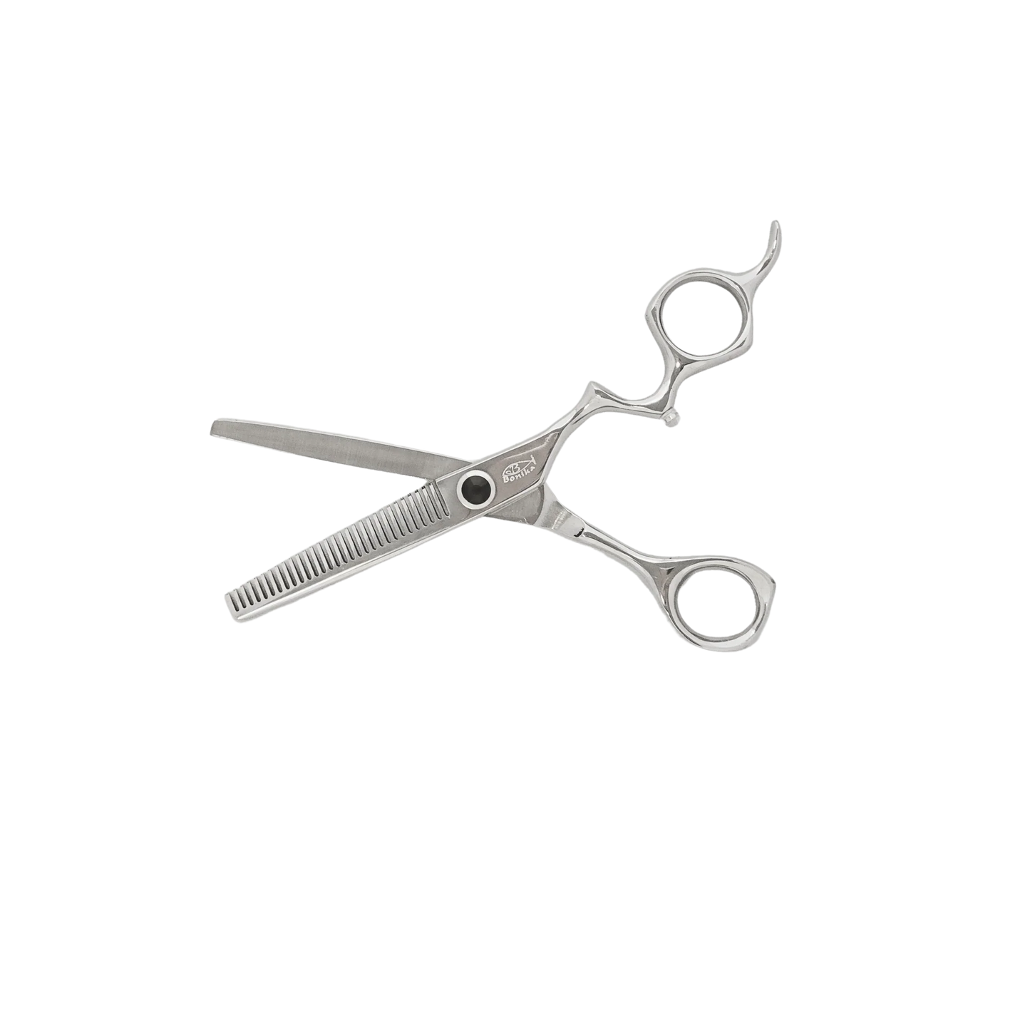 Bonika Gazelle texturizing shears open view with professional thinning teeth and 440C steel blades