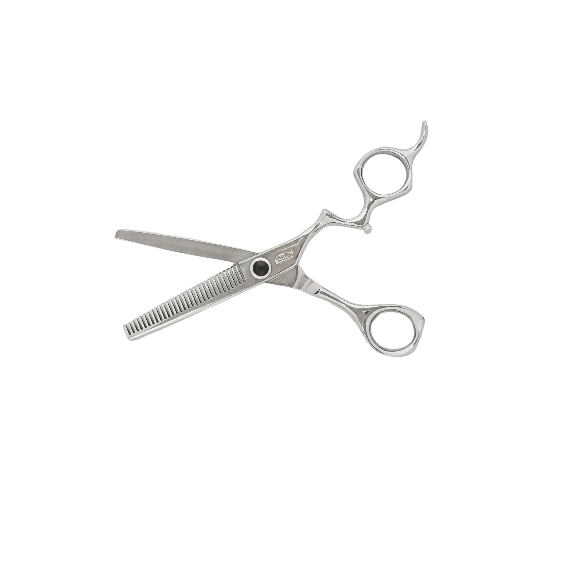 Bonika Gazelle texturizing shears open view with professional thinning teeth and 440C steel blades