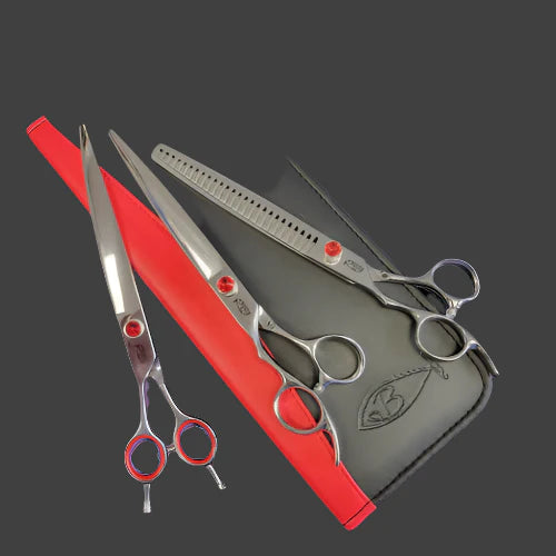Bonika Big Red Offset SIlver Haircutting Shears