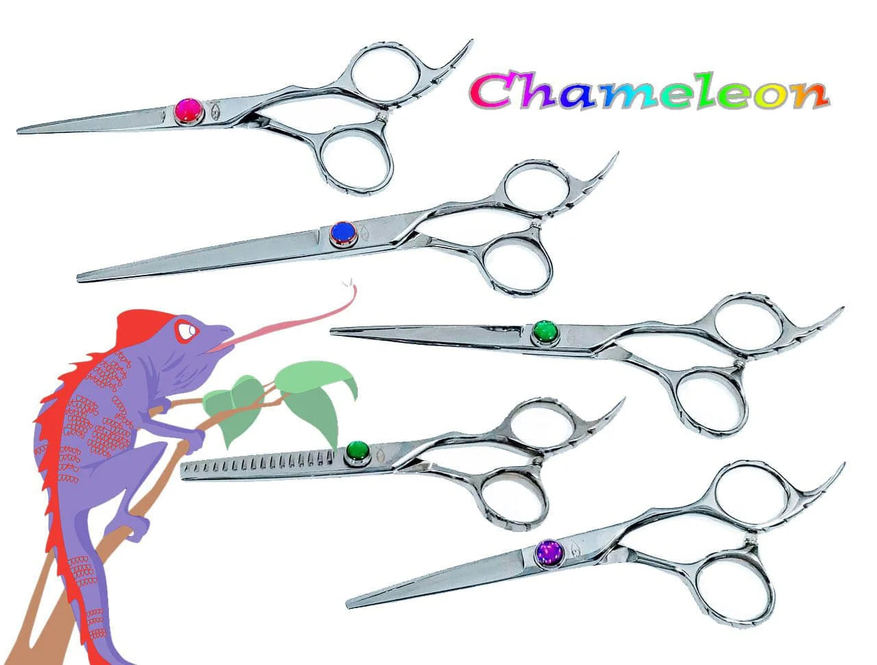 Chameleon Ergonomic Offset Hair Shears Japanese 440C Steel