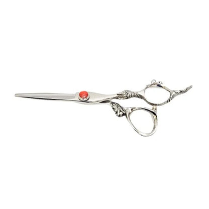 Bonika Dragon ergonomic offset hair shears with Japanese 440C steel blades and dragon design