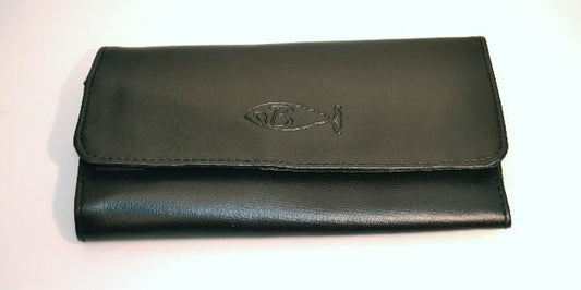 Bonika 6-pocket black leatherette  shear case closed view