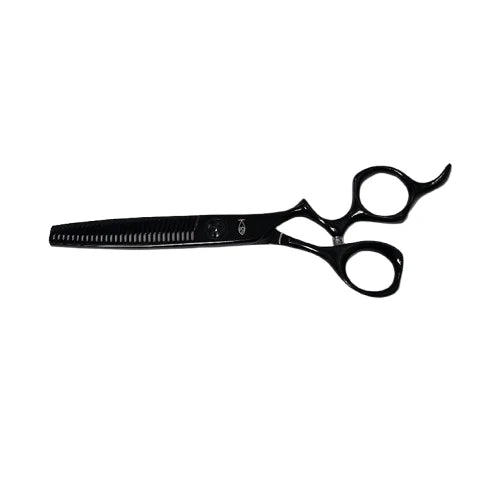 Bonika Gazelle black titanium professional thinning shear with ergonomic drop finger design