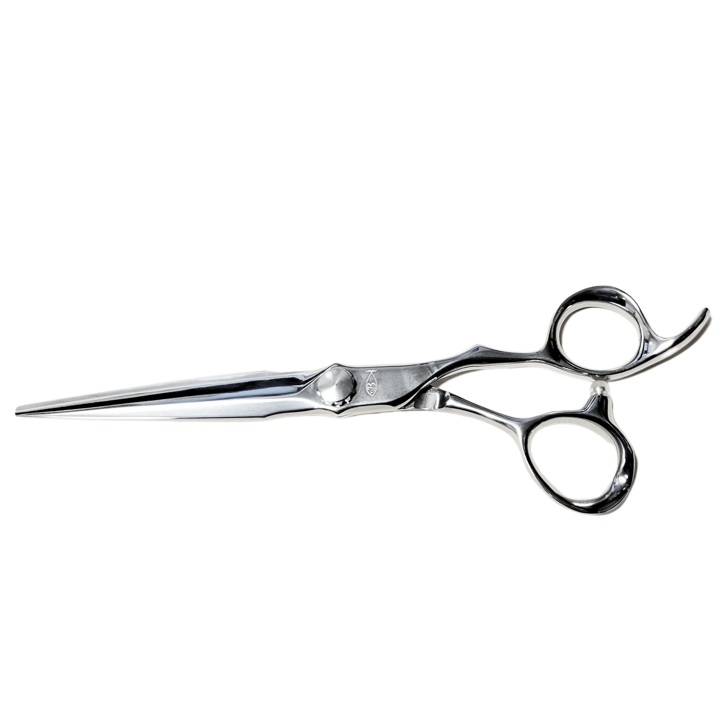 Bonika Innovation professional hair shears closed with ergonomic bent handle and 440C steel blades