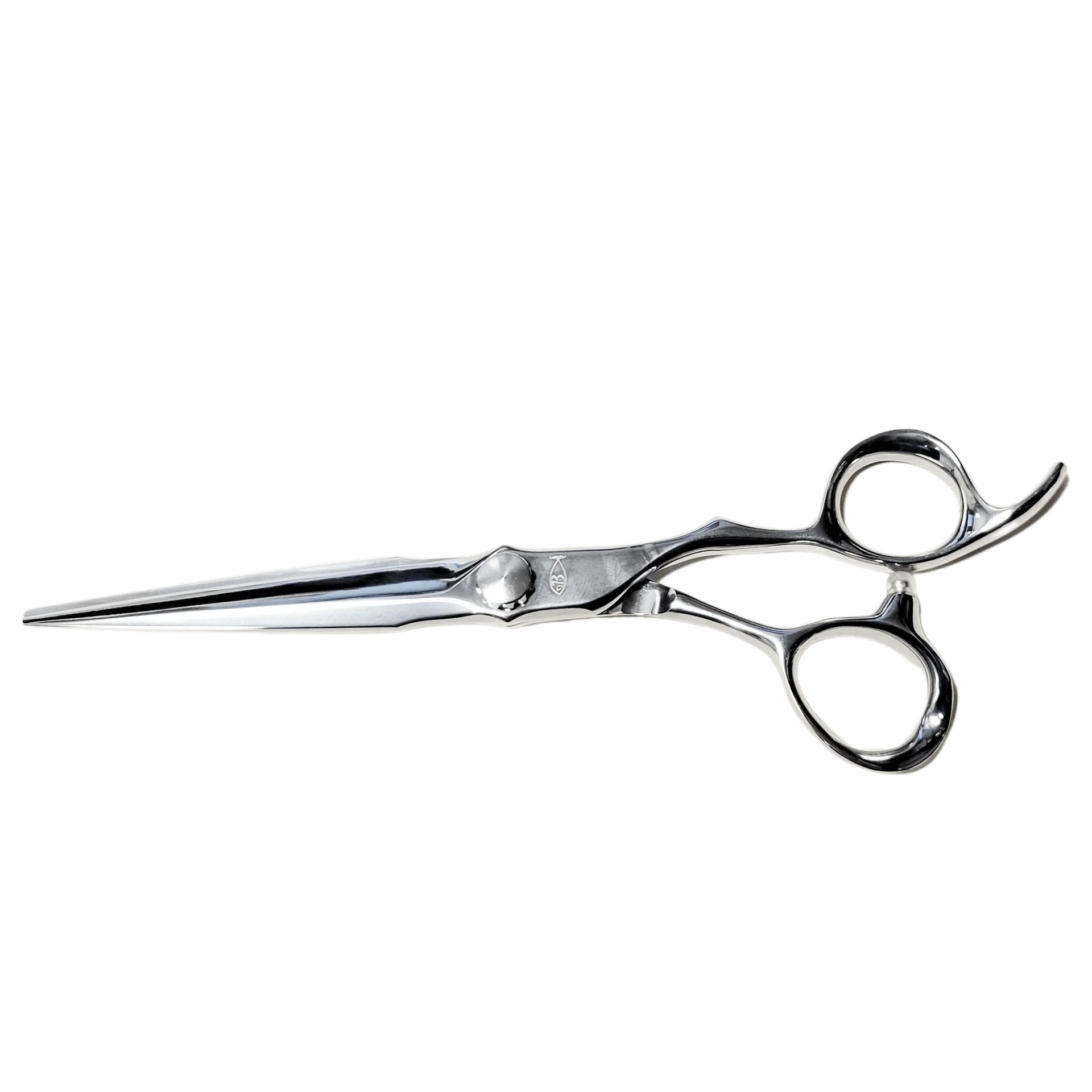 Bonika Innovation professional hair shears closed with ergonomic bent handle and 440C steel blades