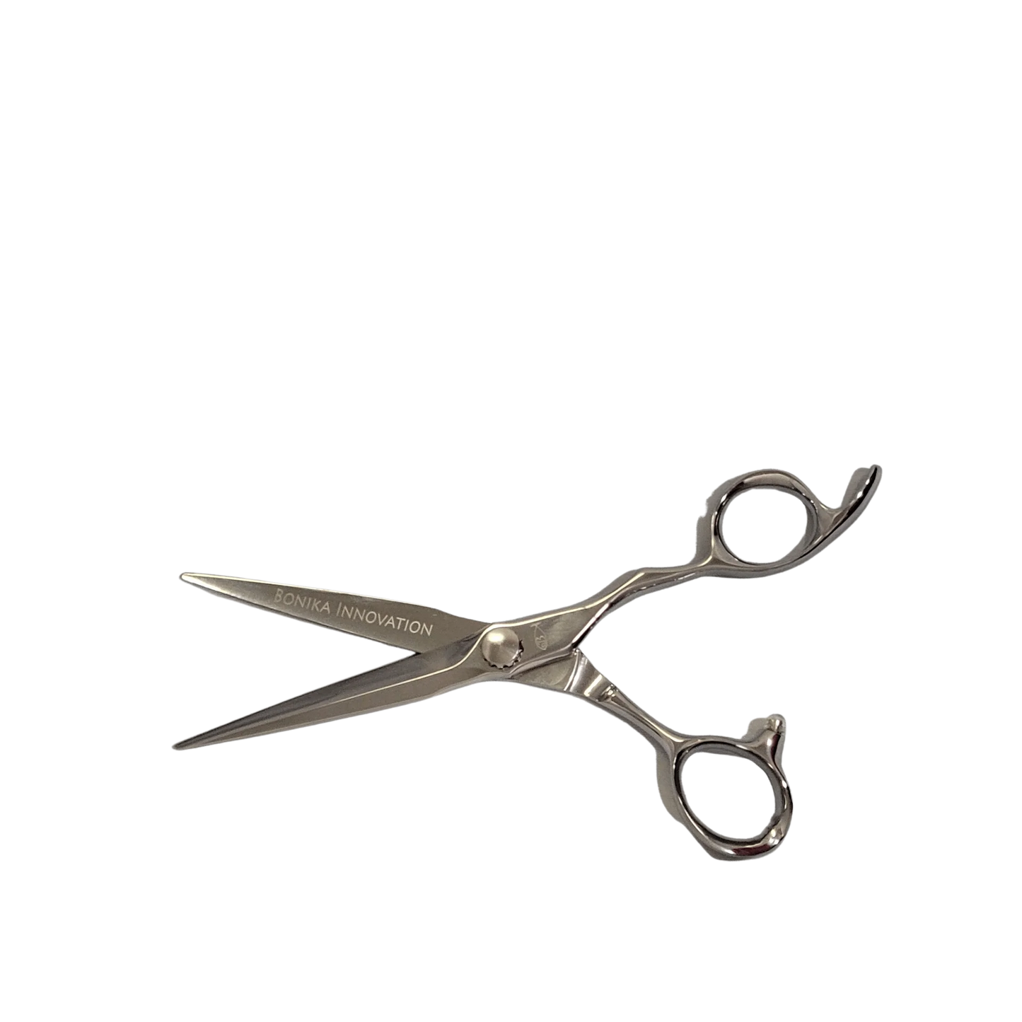 Bonika Innovation ergonomic bent handle hair cutting shears with Japanese 440C steel construction