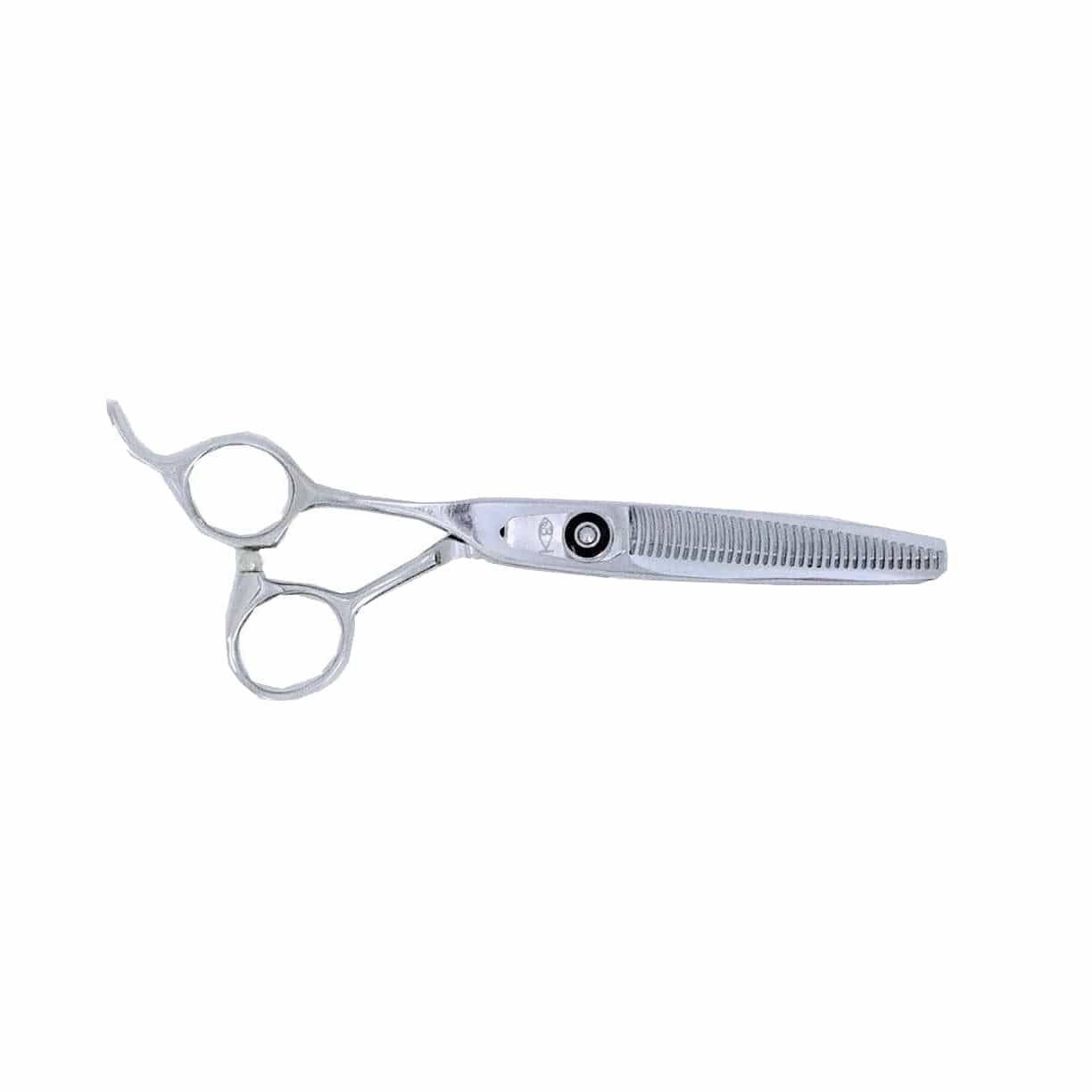 Bonika Jazzy 5.5-inch ergonomic left-handed offset thinning shears with 440C stainless steel for professional blending