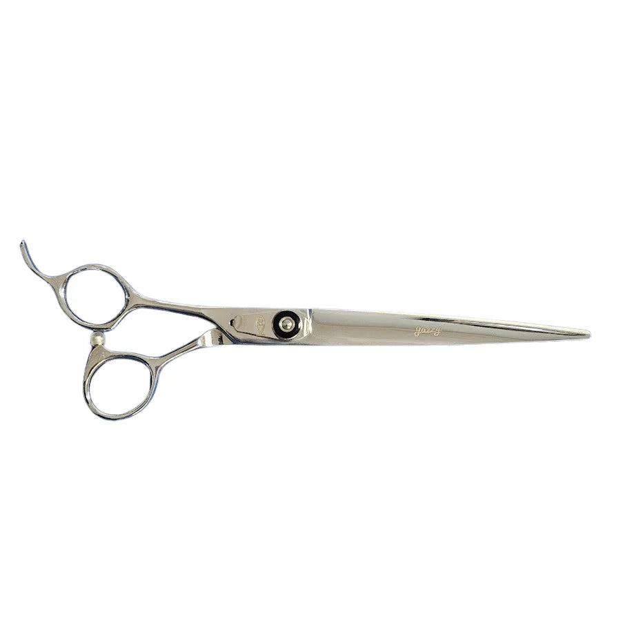 Bonika Jazzy 7-inch ergonomic left-handed offset hair shears with 440C stainless steel blades