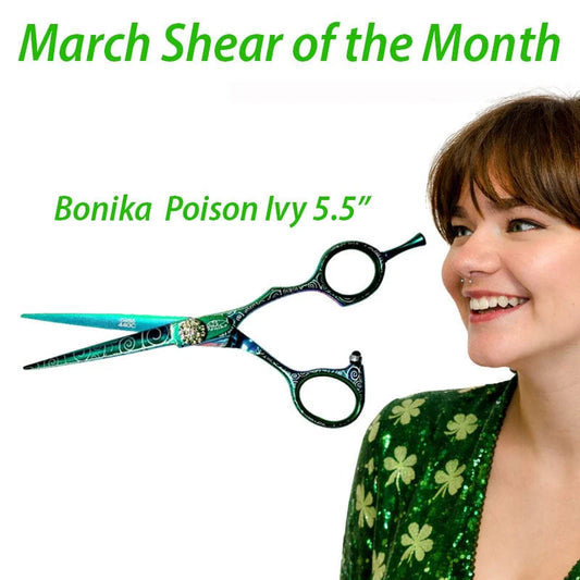 March Shear Of The Month Bonika Poison Ivy 5.5" Professional Multi-color Ergonomic Offset Hair Shear