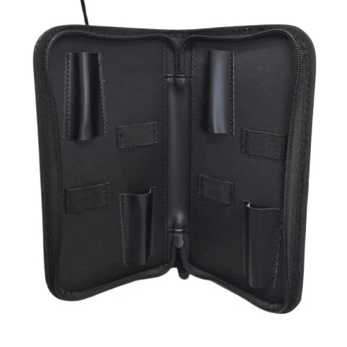 Bonika 4-pocket leatherette shear case detailed open view