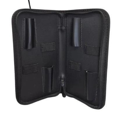 Bonika 4-pocket leatherette shear case detailed open view